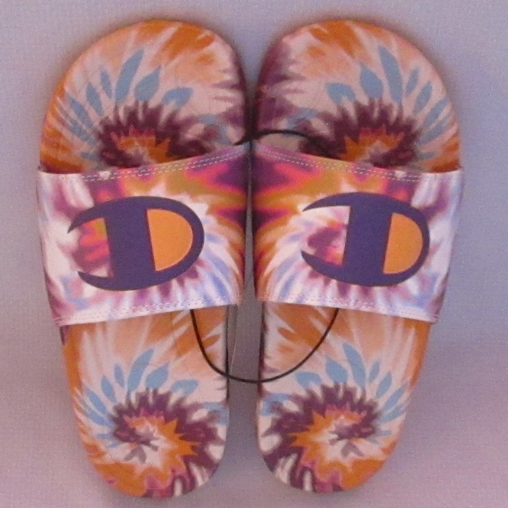 # SOLD #CHAMPION MEGA SLIDE PURPLE -C-GOLD TIE DYE WOMENS SANDALS (SIZE 7) 😍 - Picture 15 of 16